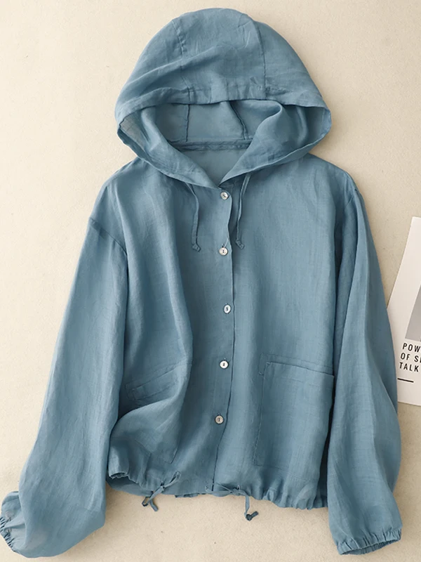 

Лето 2023, новая хлопково-льняная одежда с капюшоном, свободная длинная све, дышащая женская одежда больших размеров, верхняя одежда с кондиционером