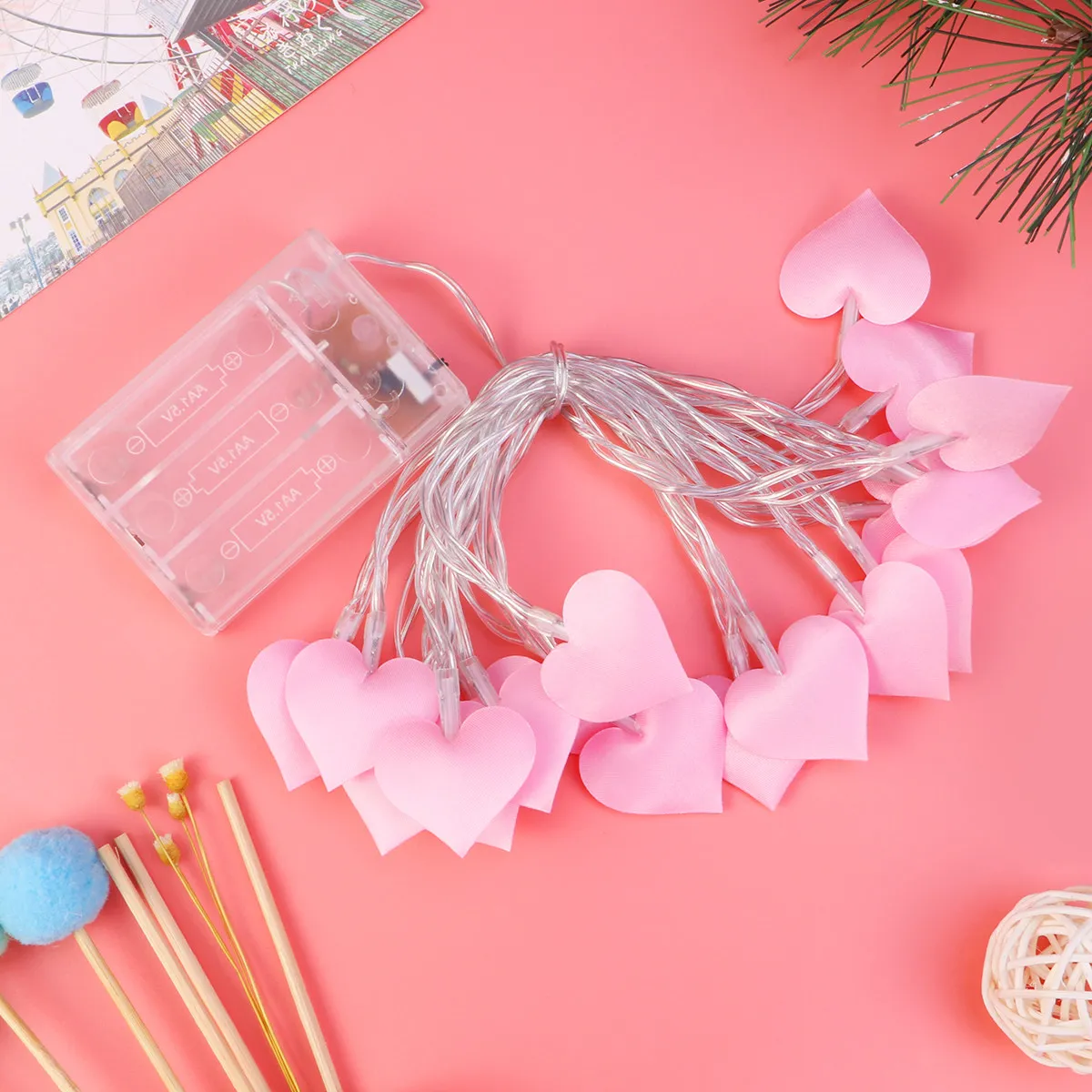 

Pink Heart Shape String Lights Warm White Operated For Wedding Party Decor Photography Home Club Stage Event Decoration