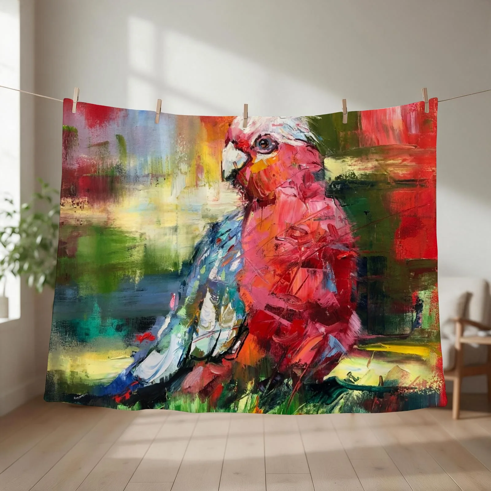 Galah, Australian bird, pink and grey Throw Blanket couch cozy soft plush fuzzy picnic outdoor blanket
