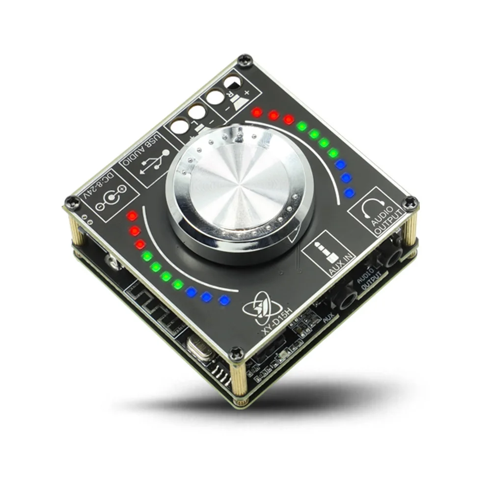 10W/15W/20W Stereo Bluetooth Power Amplifier Board Module 12V/24V Digital with Spectral Volume D15H
