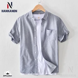 2024High-quality Men Solid Color Short-sleeve Shirts Made 100% Cotton, Suitable for Business  Casual Wear.M-3XL Loose Jacket