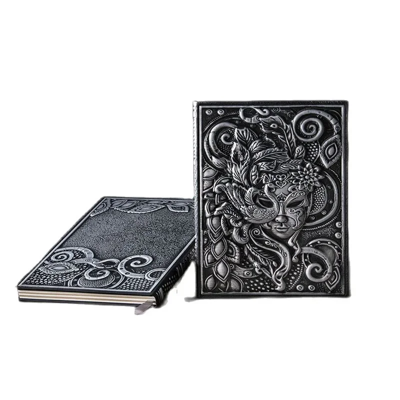 A5 Retro Three-dimensional Embossed Mask Notebook Leather Waterproof Portable Student Diary Travel Notebook