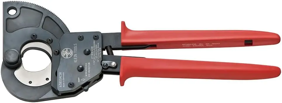 K-type ratchet cable cutter features a high leverage ratchet mechanism