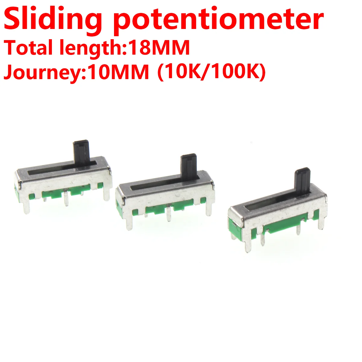 10PCS 10MM stroke total length 18MM direct sliding potentiometer B104 sliding resistor 10K/100K toy car light B103