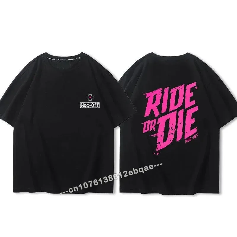 Ride Or Die Letter Print Cotton T Shirt Fashion Brand Short Sleeve Tops Man Women Summer 2024 New Cool Tees Loose Men\'s Clothing