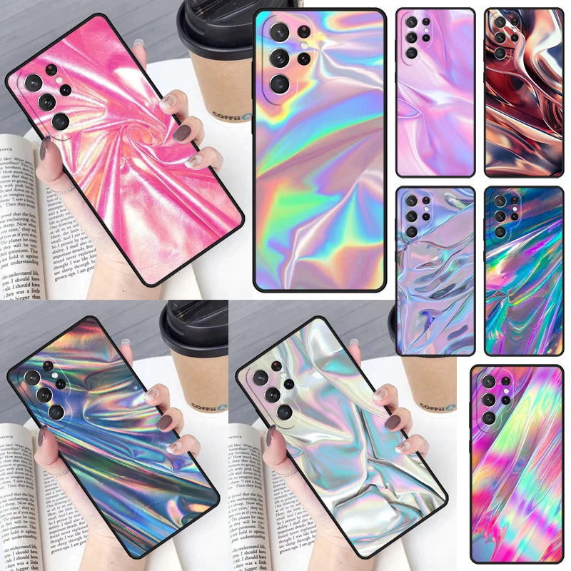 Iridescent Holographic Art Cover For Samsung Galaxy S23 Ultra S22 S20 S21 FE S8 S9 S10 Plus Note 10 20 Ultra phone Case