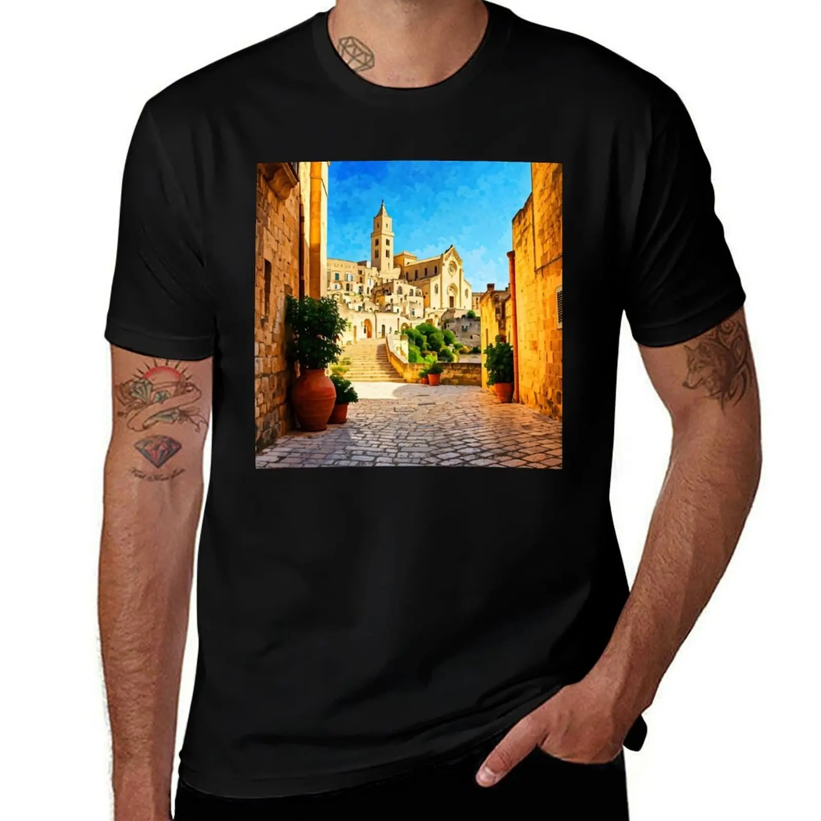 

Matera Cathedral: Majesty Above the Ancient Sassi T-Shirt Man t-shirt plain man t shirt customizeds Men's t-shirts