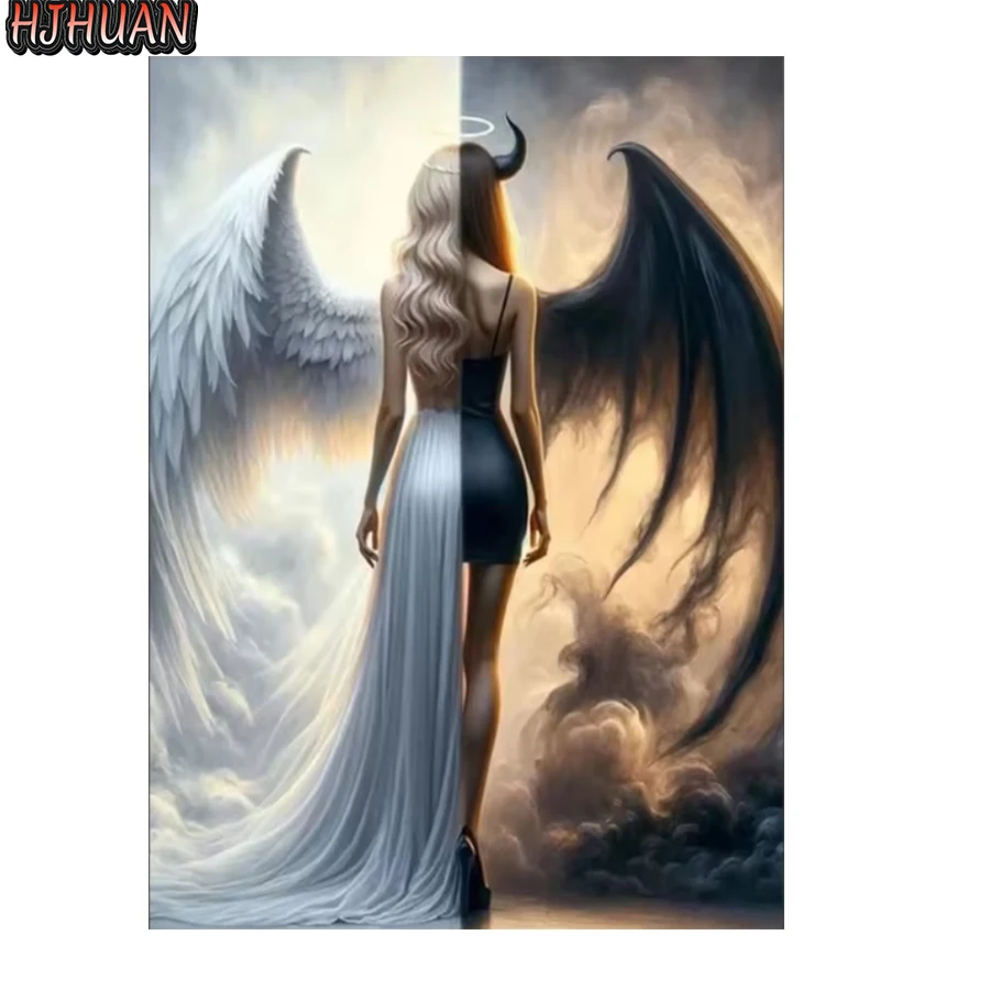

Diamond Painting Abstract art black and white angel Full Square/Round Diamond Embroidery Mosaic Kit HD Quality Handmade Products