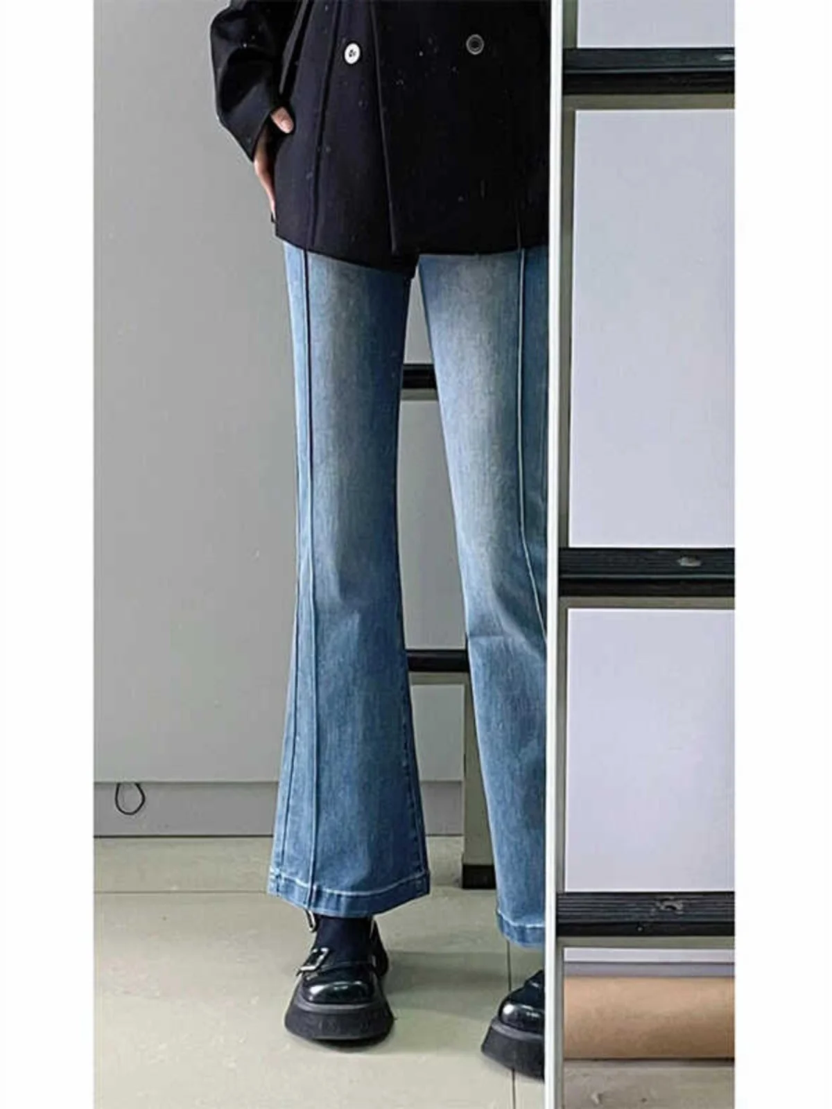 High Waist Bell Bot Jeans Women's Stretchy Cotton Denim Long Pants Autumn New Sle plus Size Hiding Hip Slimming Effect