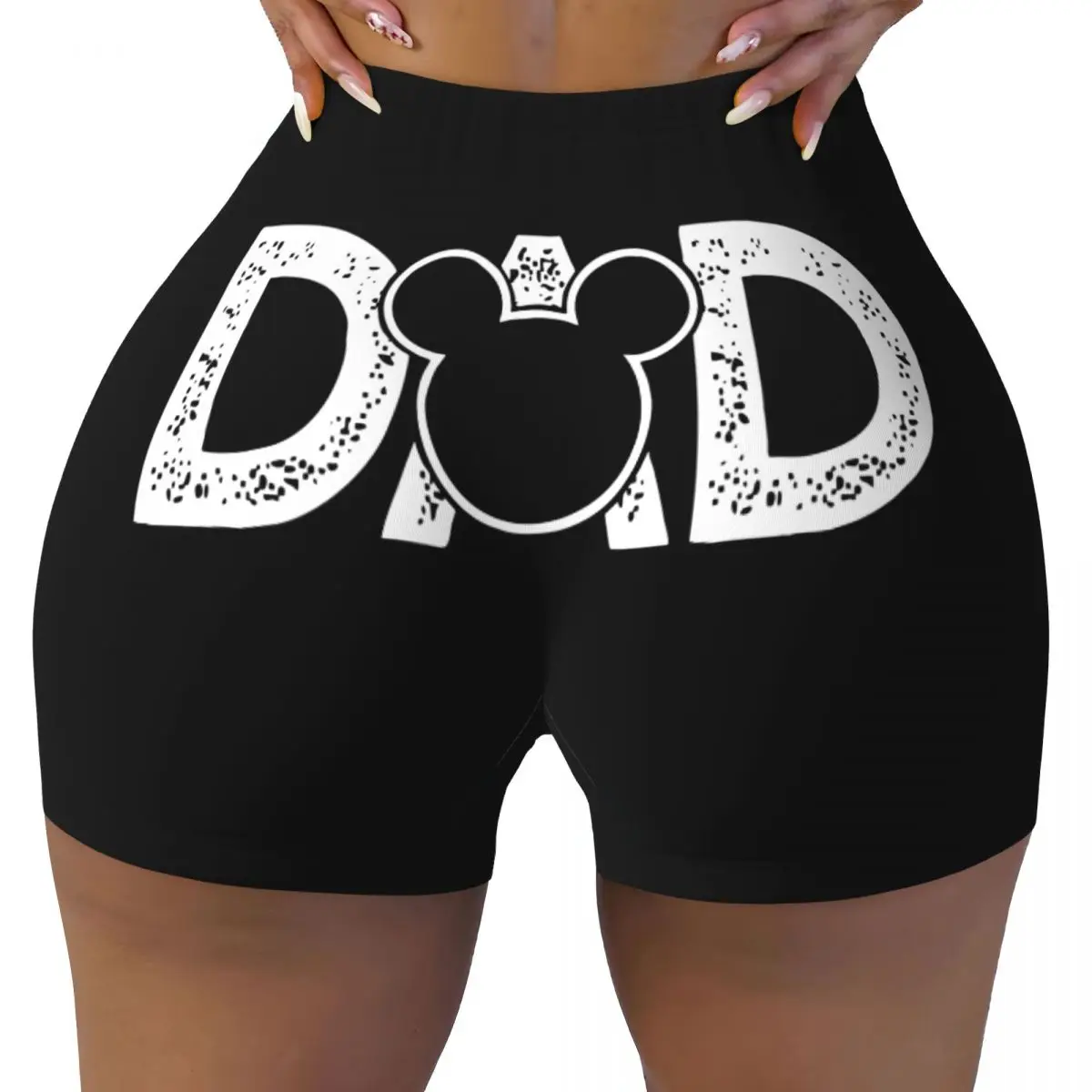 Mickey Mouse Dad Yoga Tight Shorts for Women Cartoon Running Biker Fitness Workout Gym Pants Tights