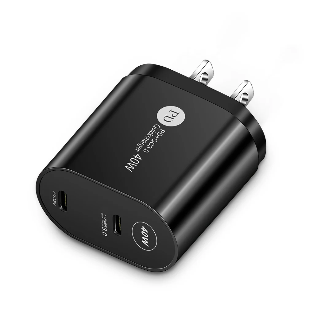 

Phone Charging Adapter PD40W Dual Ports QC 3.0 Quick Charging Head Portable Universal Mobile Charger, EU Plug, White