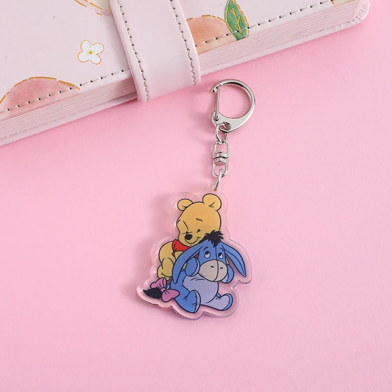 winnie pooh Anime Lilo and Stitch Pendant Keychains Holder Car Key Chain Key Ring Mobile Phone Bag Hanging Jewelry Gifts