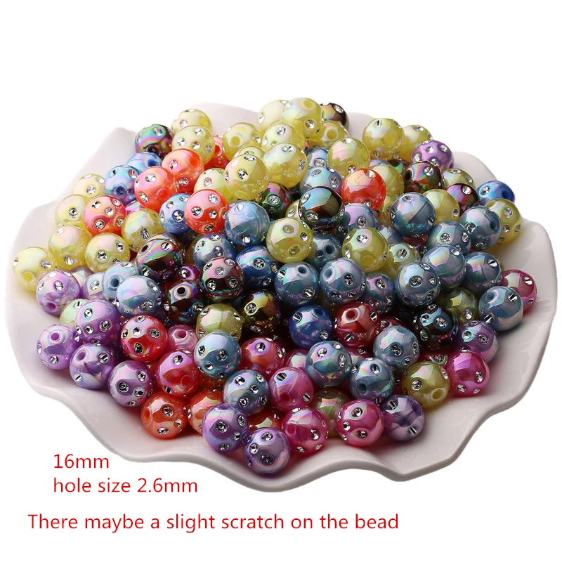 New style 50pcs/lot 16mm color print geometry rounds shape acrylic straight holes beads diy jewelry earring accessory