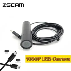 Mini Bullet Camera para Dispositivo Android, Computador e Uso Industrial, Livre de Unidade, Tipo-C, Porta USB, Câmera de Conexão, 30 Fps, 720P, 1080P