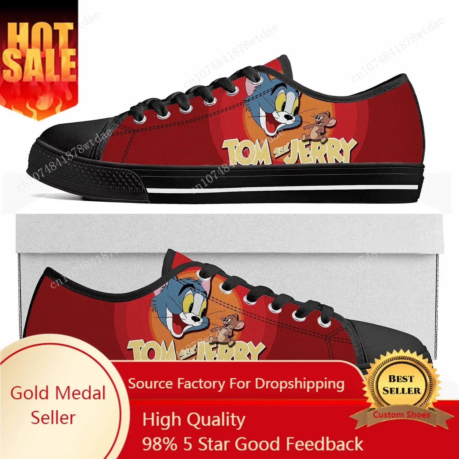 

Anime Blue Cat Brown Mouse Low Top Sneakers Women Men Teenager T-Tom J-Jerry High Quality Canvas Sneaker Casual Customize Shoe