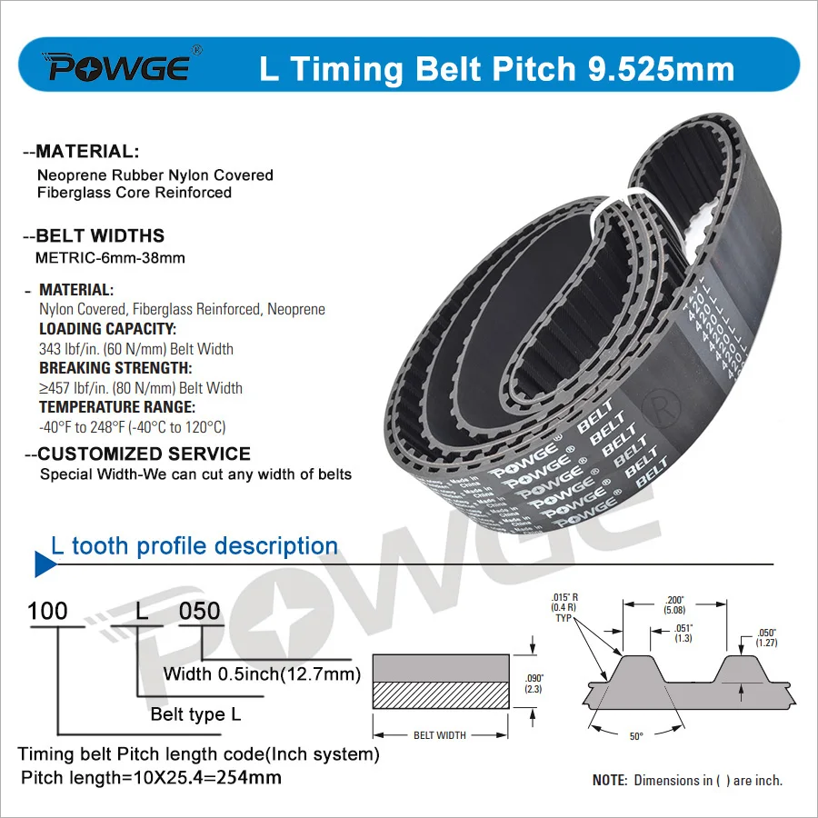 POWGE L Zahnriemen 548L bis 769L Breite 10-50mm 548 550 555 560 563 570 574 581 585 590 600 605 615 619 630 634 640 645 653 660 – Detail 6