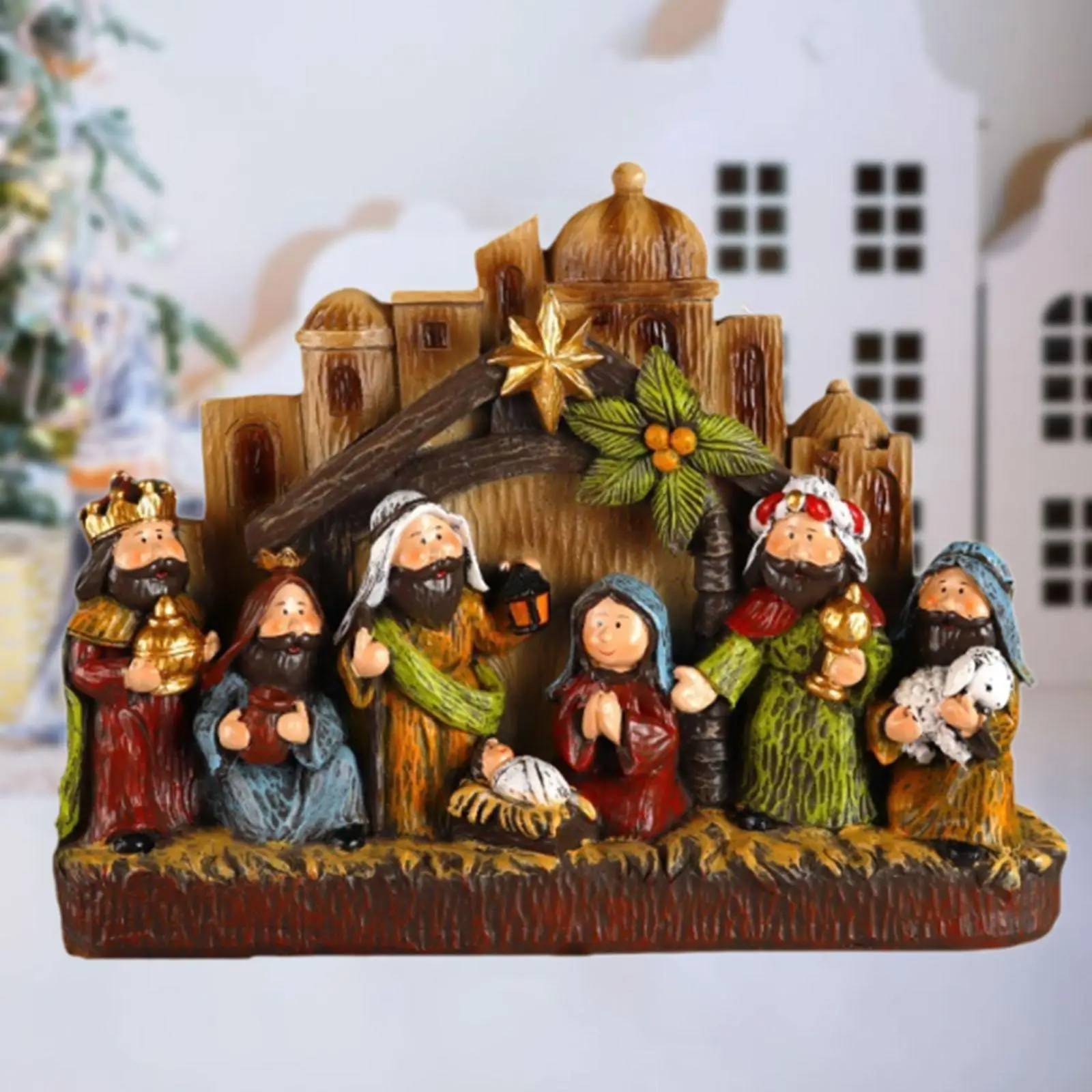 

Resin Lighted Christmas Nativity Figures Set Xmas Collection Hand Painted