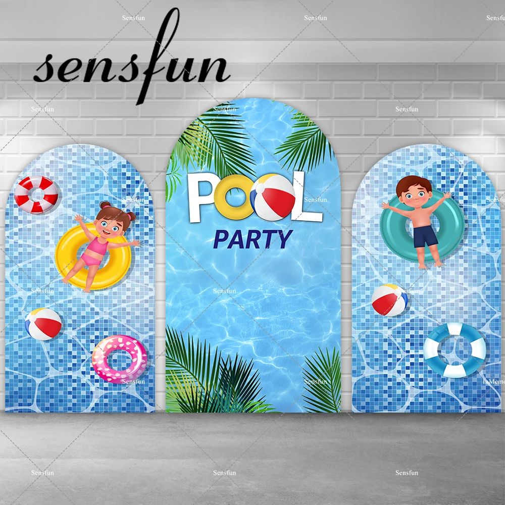 

Summer Swimming Pool Kids Birthday Party Chiara Arch Backdrop Cover Chiara Wall Backgrounds For Photography Photo Studio Prop