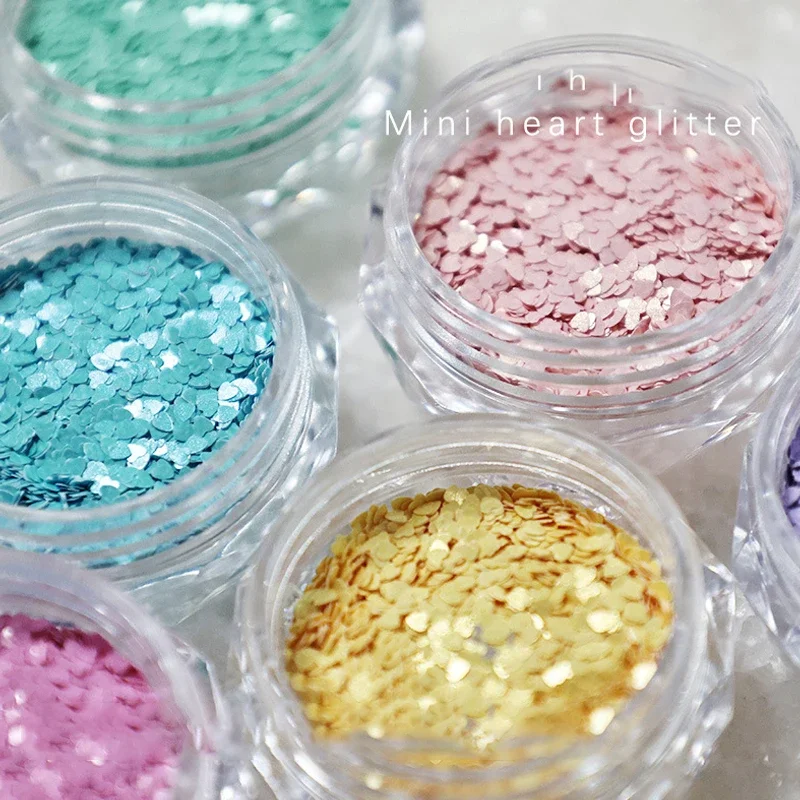 1 barattolo da 1 mm con cuore scintillante decorazione per unghie Mini scintillante amore per unghie glitter per unghie design per salone di bellezza accessori carini design per nail art fai da te