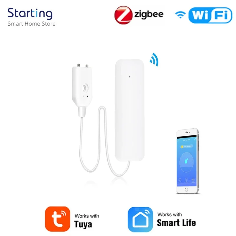 Tuya Smart Water Leakage Alarm, Sensor De Vazamento De Água, Detector De Alerta De Inundação, Sistema De Alarme De Segurança De Transbordamento, Alarme Em Casa, Wi-Fi, ZigBee