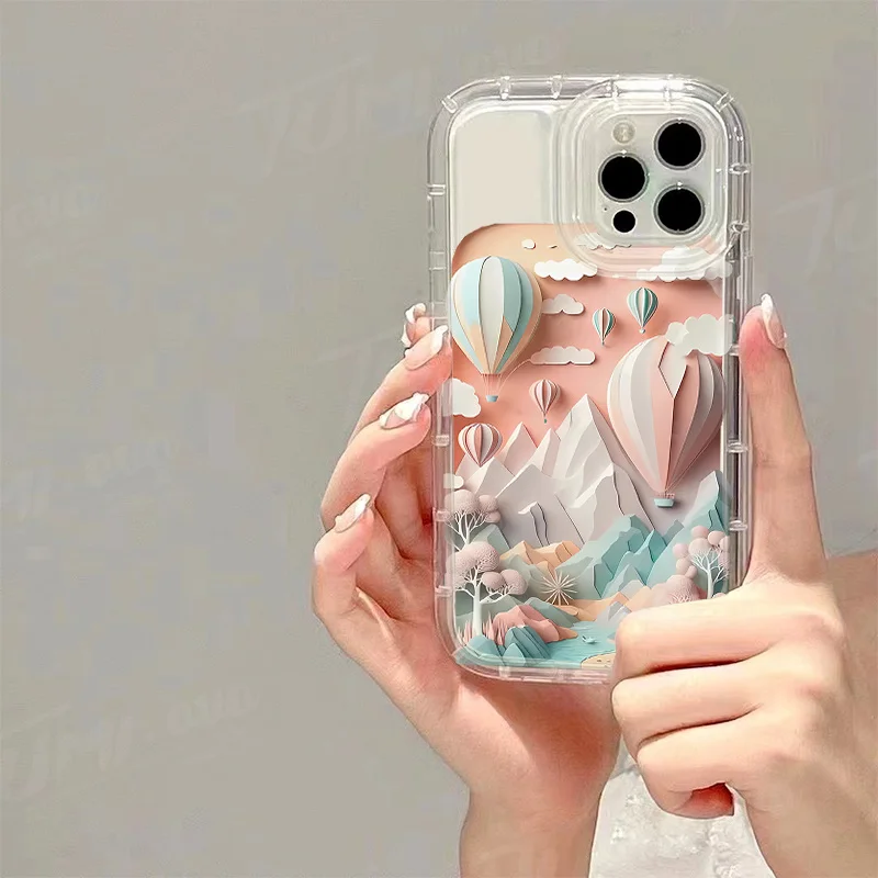 샤오미 레드미 투명 케이스, 노트 13, 12 프로 플러스, 5G, 4G, 12S, 11S, 10S, 9S, 9S, 8 프로, 12C, 10C 페이퍼 아트, 아름다운 풍경 커버
