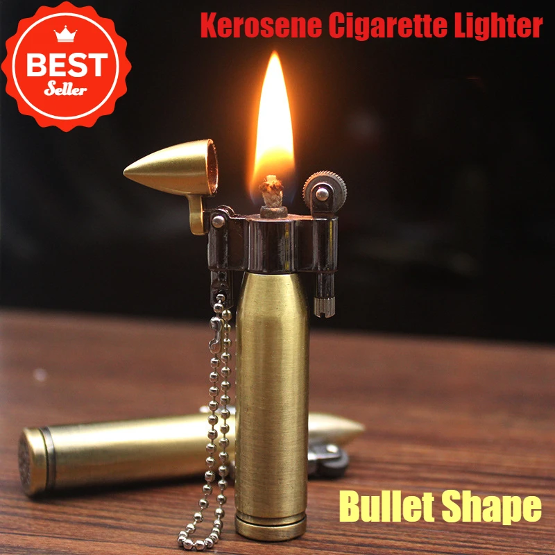 

2025 Bullet Kerosene Lighter Personalized Creative Mini Retro Grinding Wheel Open Flame Cigarette Lighters & Smoking Accessories