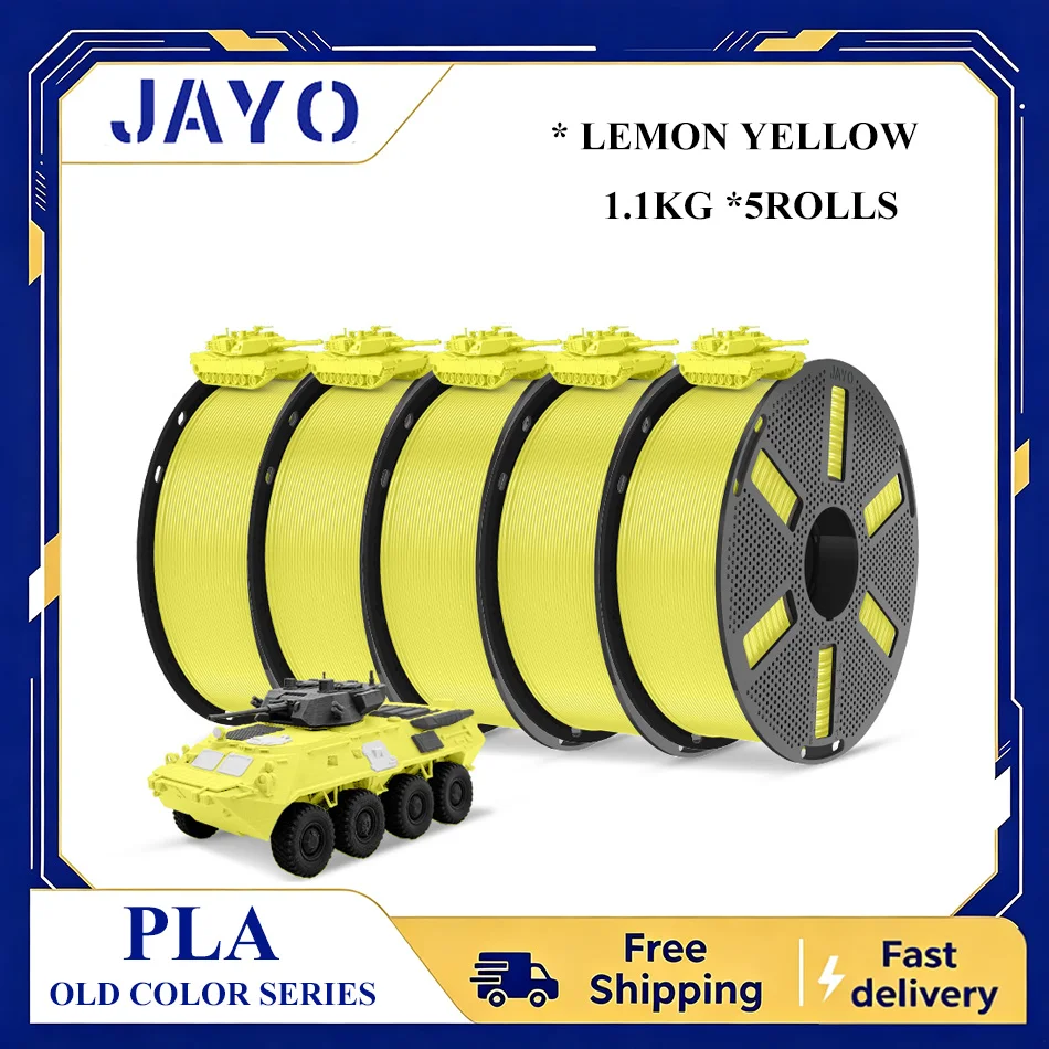 JAYO PLA Filament 5 Rollen 3D-Drucker Filament PLA 1,75mm Passend für die meisten FDM 3D-Drucker Wiederverwendbare Spule mit 3D-Filament-Nachfüllungen 1,1KG/Rolle