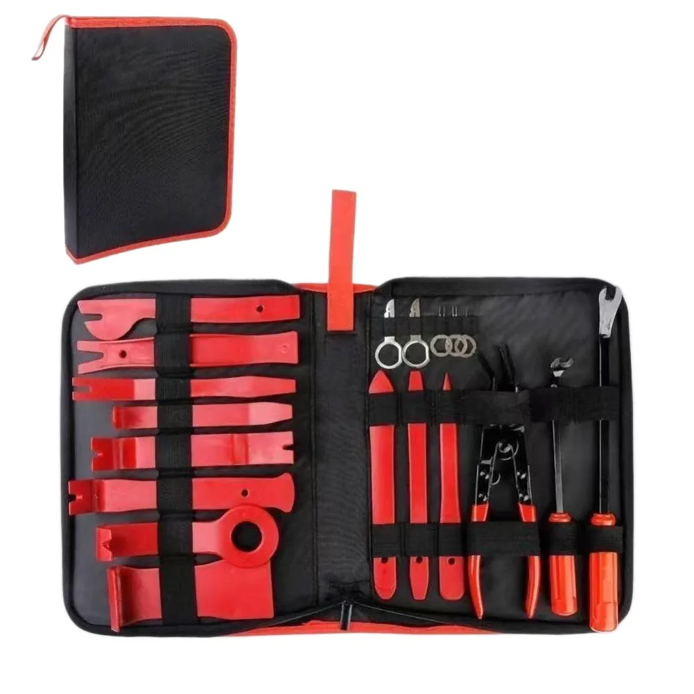 19Pcs Car Interior Trim Removal Tool Kit Auto Door Panel AudioStereoDisassemblyPryBarClipPliers Screwdriver Set with Storage Bag