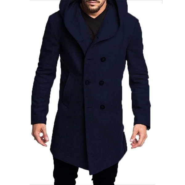 VOLALO Autumn Winter Mens Long Trench Coat Fashion Boutique Wool Coats Brand Male Slim Woolen Windbreaker Jacket  S-3XL