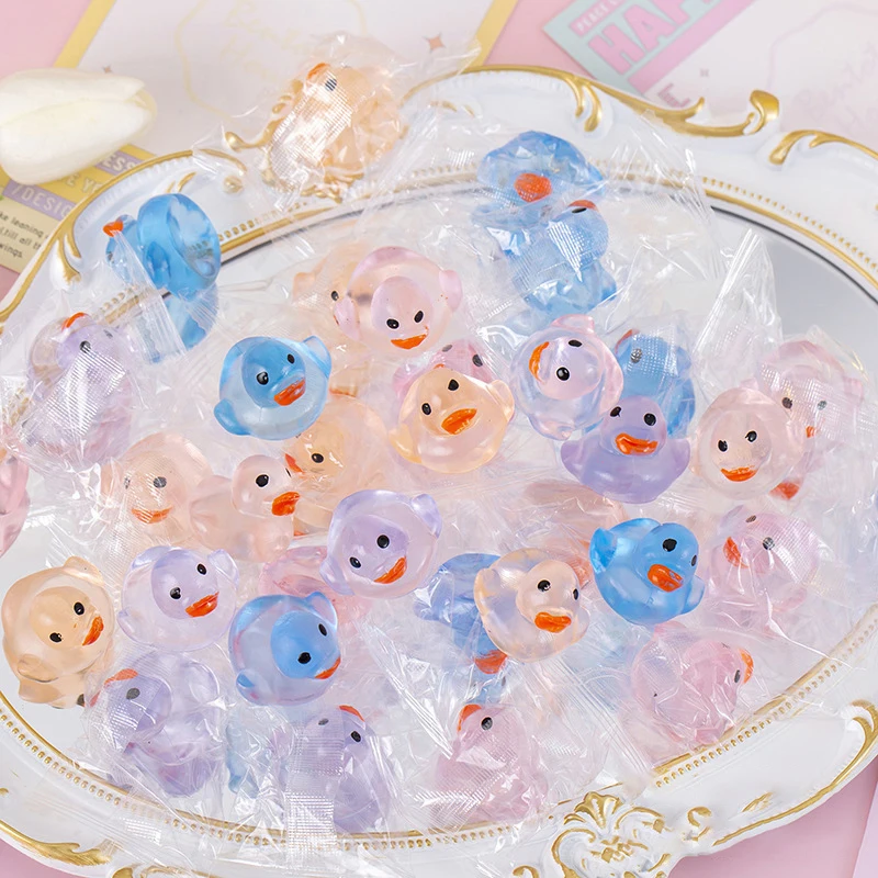 20pcs/bag Fidget Transparent Duckling Squeeze Stress Relief Toys Creative Mini Crystal Duck Cute Cartoon Decompression Toys