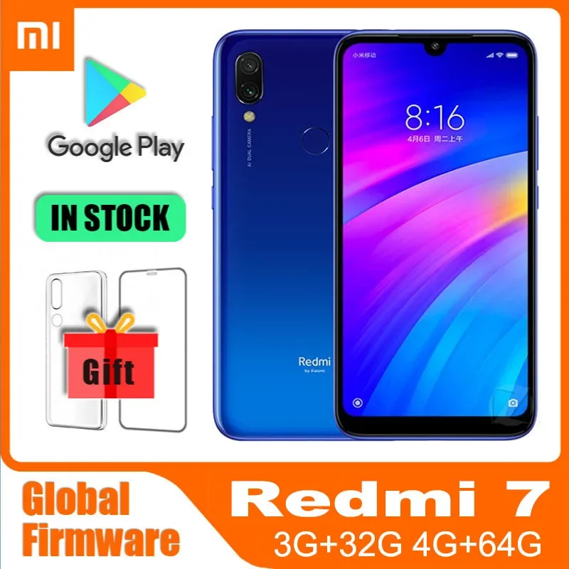 

Смартфон Global rom Xiaomi Redmi 7 Netcom 4 ГБ 64 ГБ Googleplay дюйм 6,26 Android 4000 мАч Отпечаток пальца Snapdragon 632 б/у телефон