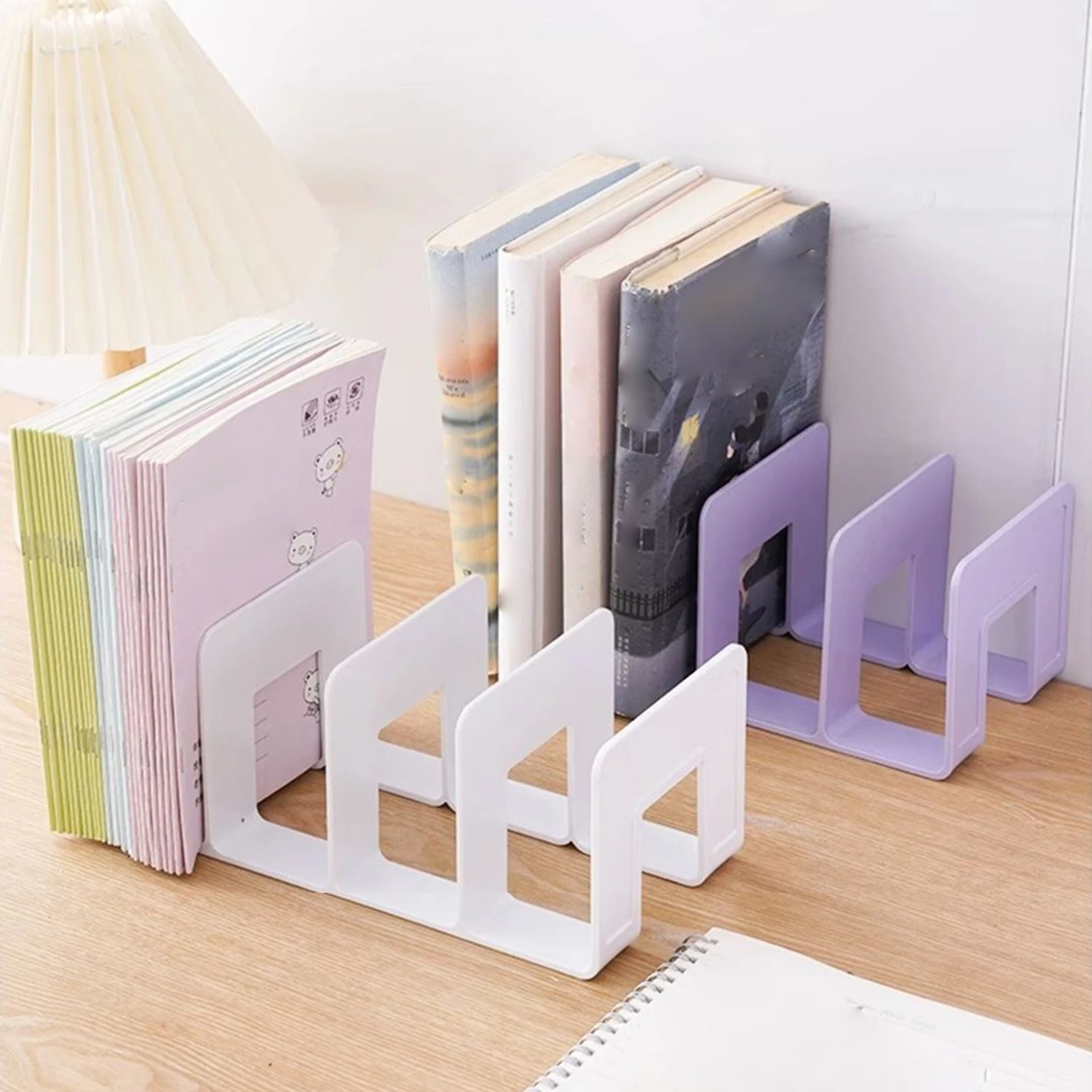 Multi-function Desktop Storage Rack Macaron Color Plastic Folder Bookshelf School Office Book Notebook Holder Organizer Supplies view 4