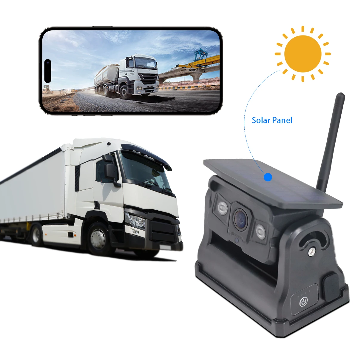 

Latest Mobile Wifi Solar Powered Wireless Rear View Camera for Cars with Magnet Built-in Battery with App