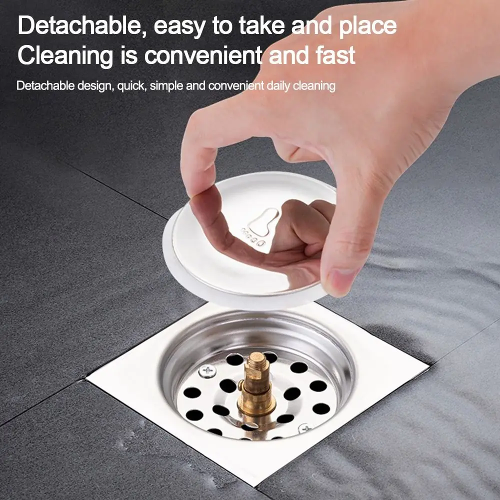 Stainless Steel Press-Type Floor Drain Pop Up Bounce Pedal Type Shower Foot Floor Drain Anti-odor Removable Drain Filter