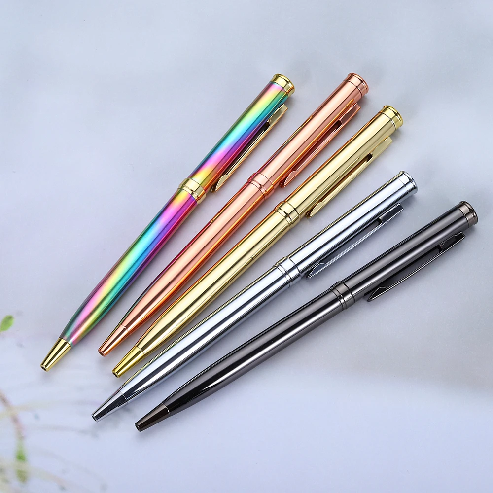 5pcs Creative Multicolor Ballpoint Pen Business Metal Office Rotate Pens School Stationery Office Supplies Writing Customizable