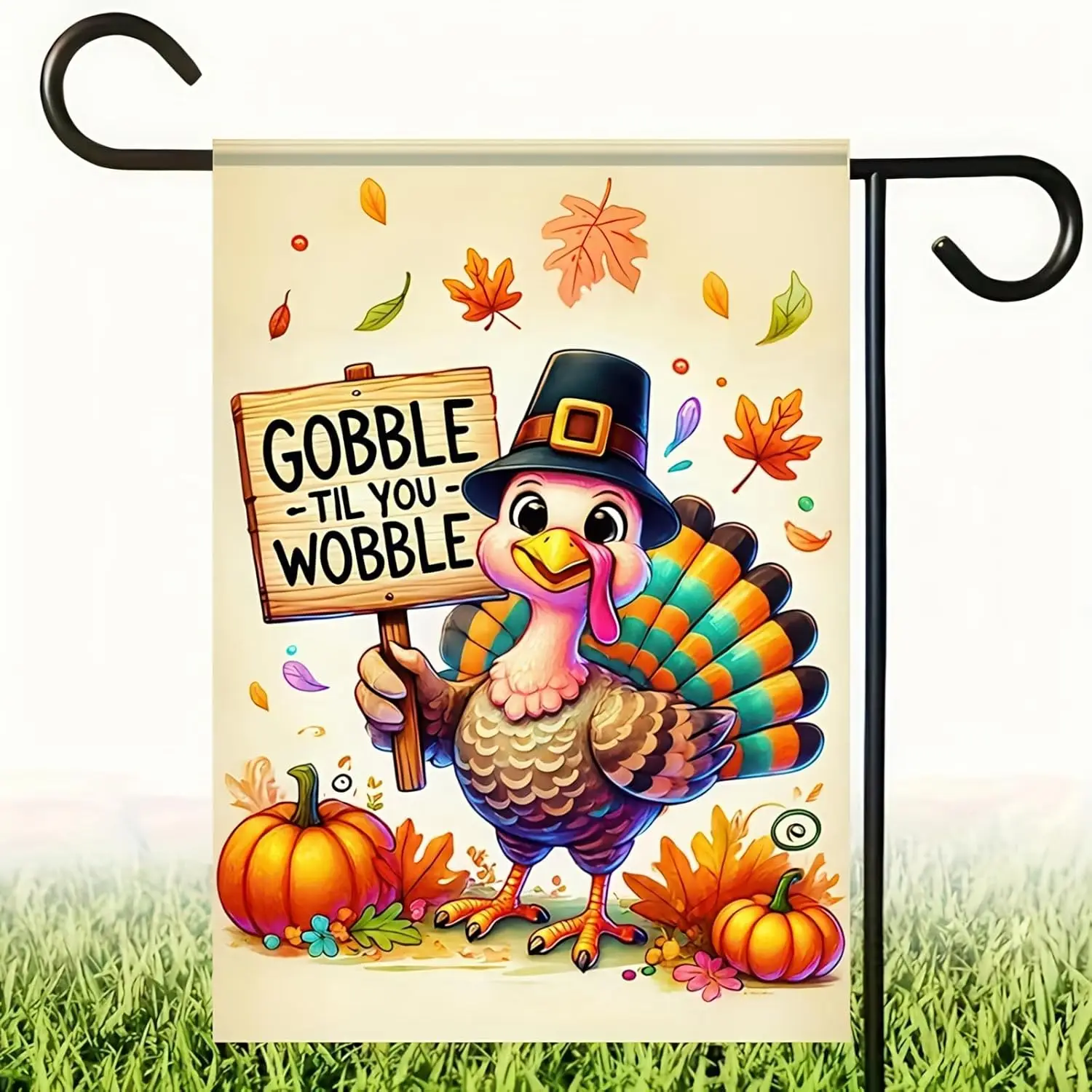 Thanksgiving Garden Flag Garden Flag 12 x 18 Double Sided Gobble Turkey Garden Flag Fall Thanksgiving Pumpkin Garden Flag Yard O