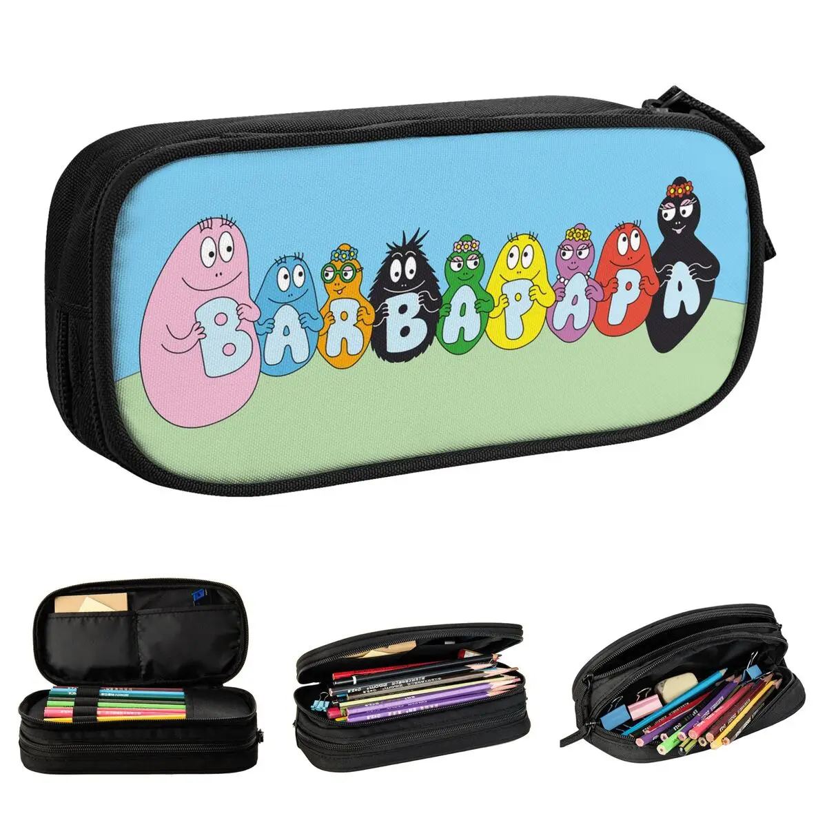 Les Barbapapa Pencil Cases Classic Parent Child Animation Pen Bag for Student Big Capacity School Supplies Gifts Pencil Pouch