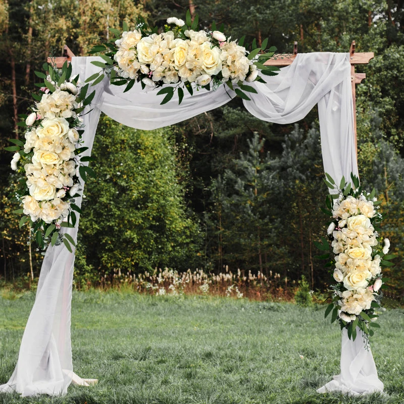 Wedding Arch with artificial wreath suitable for ceremony signs wedding  home and garden decor plastic artificial Flower row