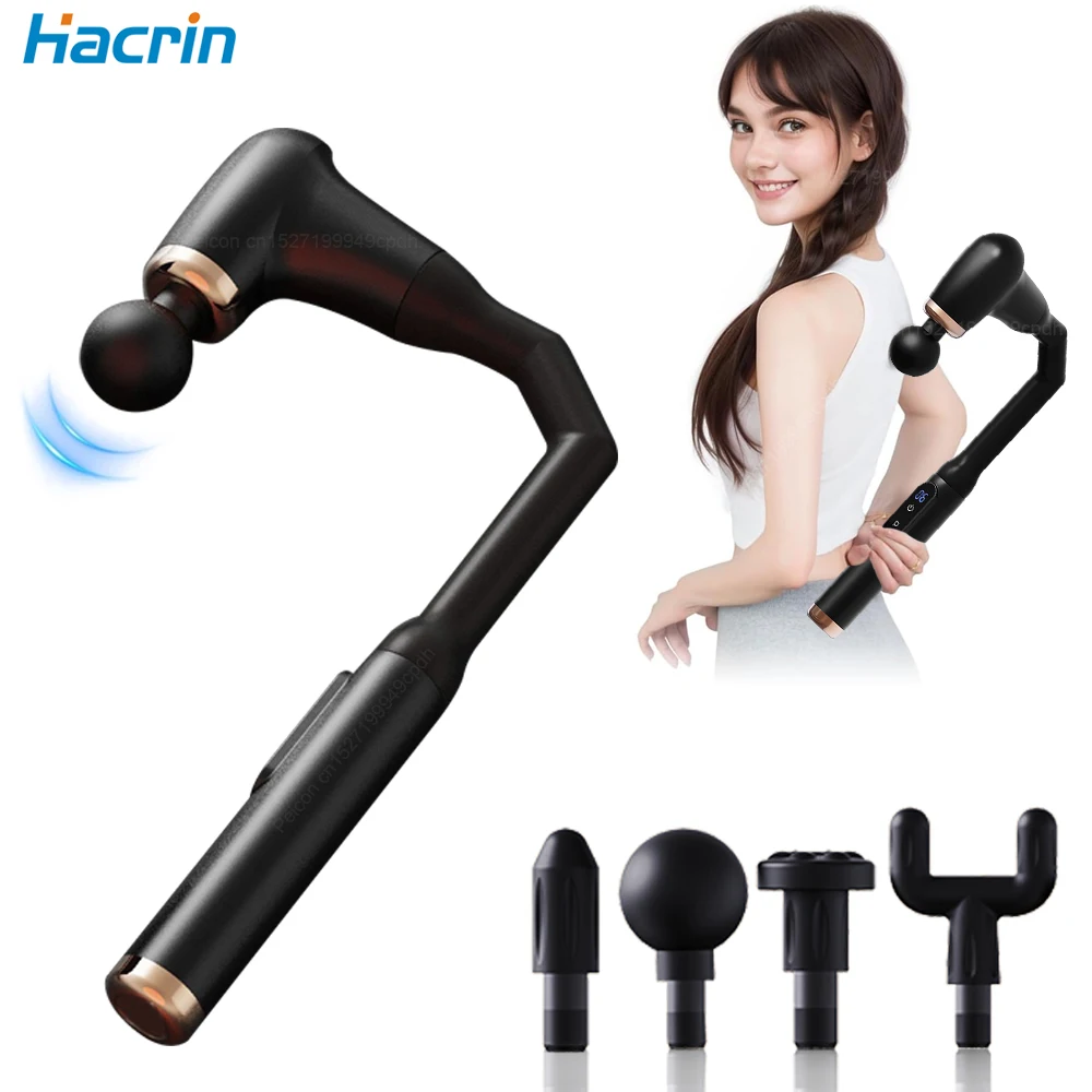 Fascia Gun Electric Massage Gun Deep Tissue With Extended Handle U-Shaped Back Massager Body Massager for Neck Shoulder Back Leg