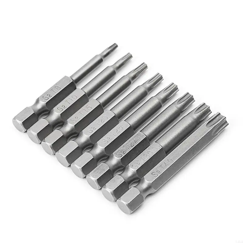 U4LA 8 PCS/세트 1/4 인치 50mm T8-T40 자기 Torx 전기 스크루 드라이버 비트 키트