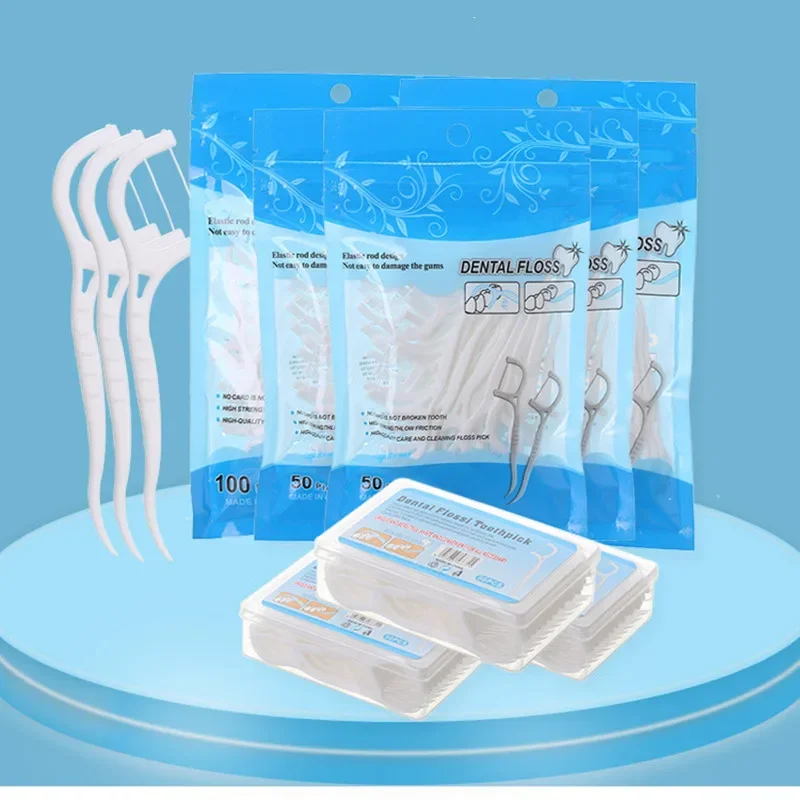

50/100 Pcs Dental Flosser Oral Hygiene Dental Sticks Dental Oral Teeth Pick Cleaning Teeth Removal Plaque Calculus Oral Cleaner