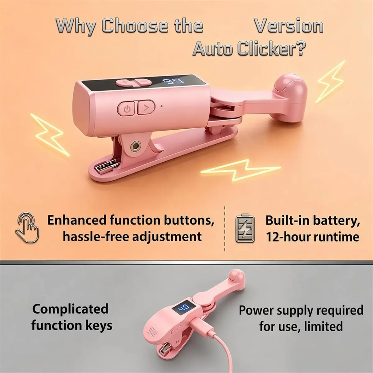 HOUSEHOLD*GOOD Wireless Rechargeable Auto Clicker for , for Live, Screen Auto Screen for Live Stream