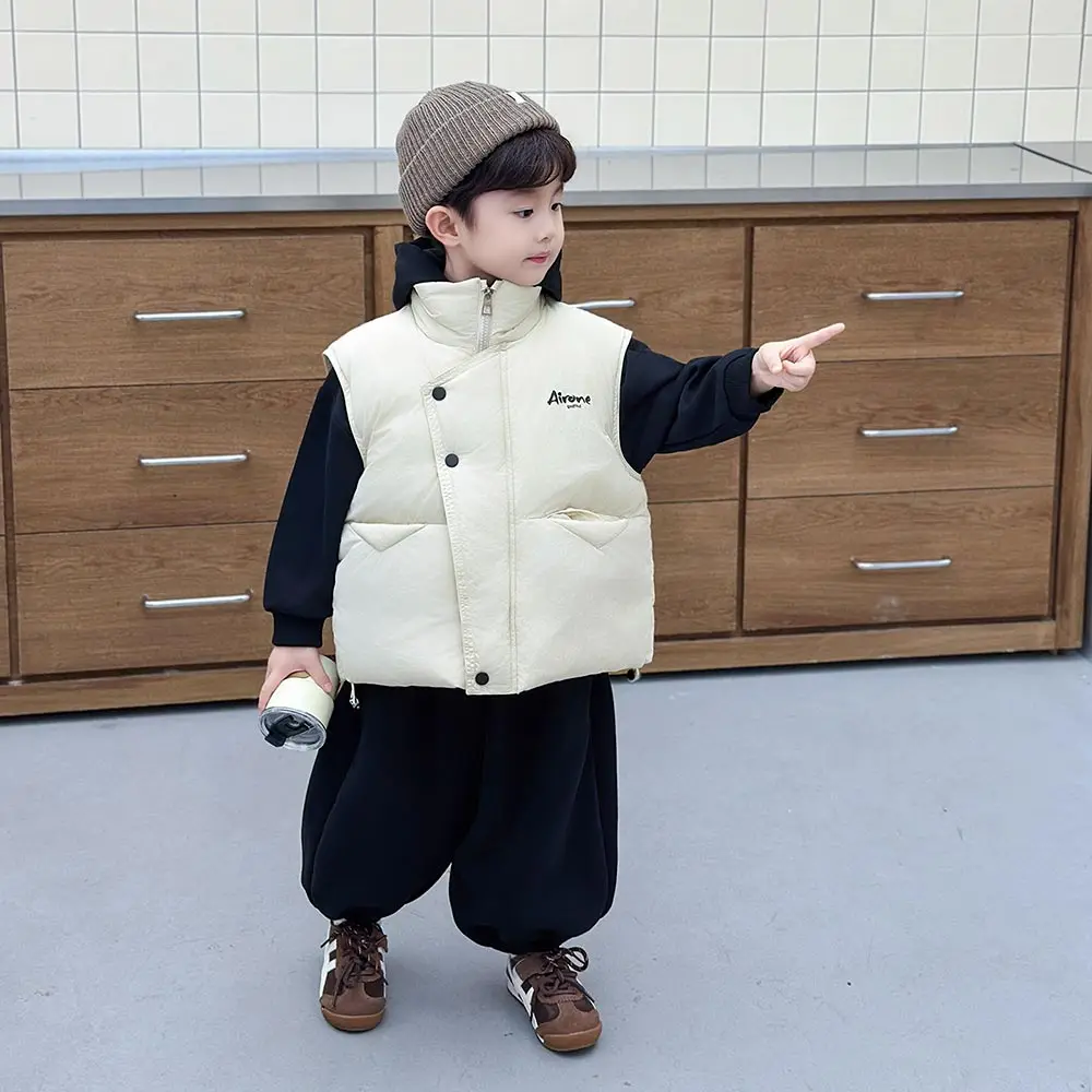 

Хлопковый жилет для мальчиков, теплая верхняя одежда, осенне-зимняя модная детская одежда, водонепроницаемый жилет с длинными рукавами и флисовой подкладкой