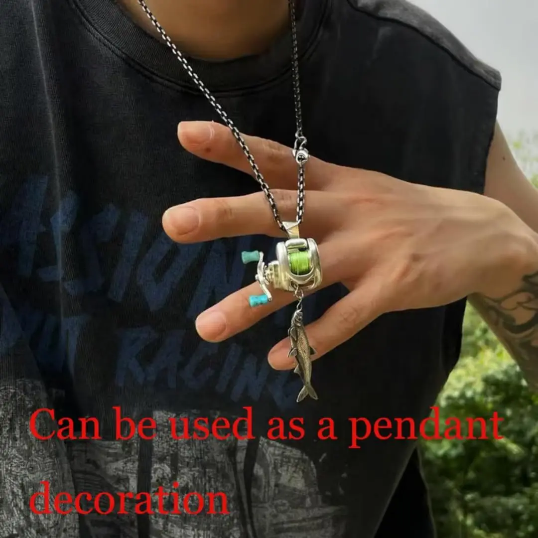 

Rotatable Handle Casting Reel Pendant - Portable Mini Fishing Wheel Necklace for Men Women Fisherman Jewelry