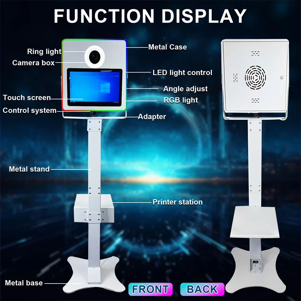 Portable DSLR Photo Booth Machine with 15.6 inch Touch Screen Camera Photobooth with Flight Case Packing for Wedding Party Event