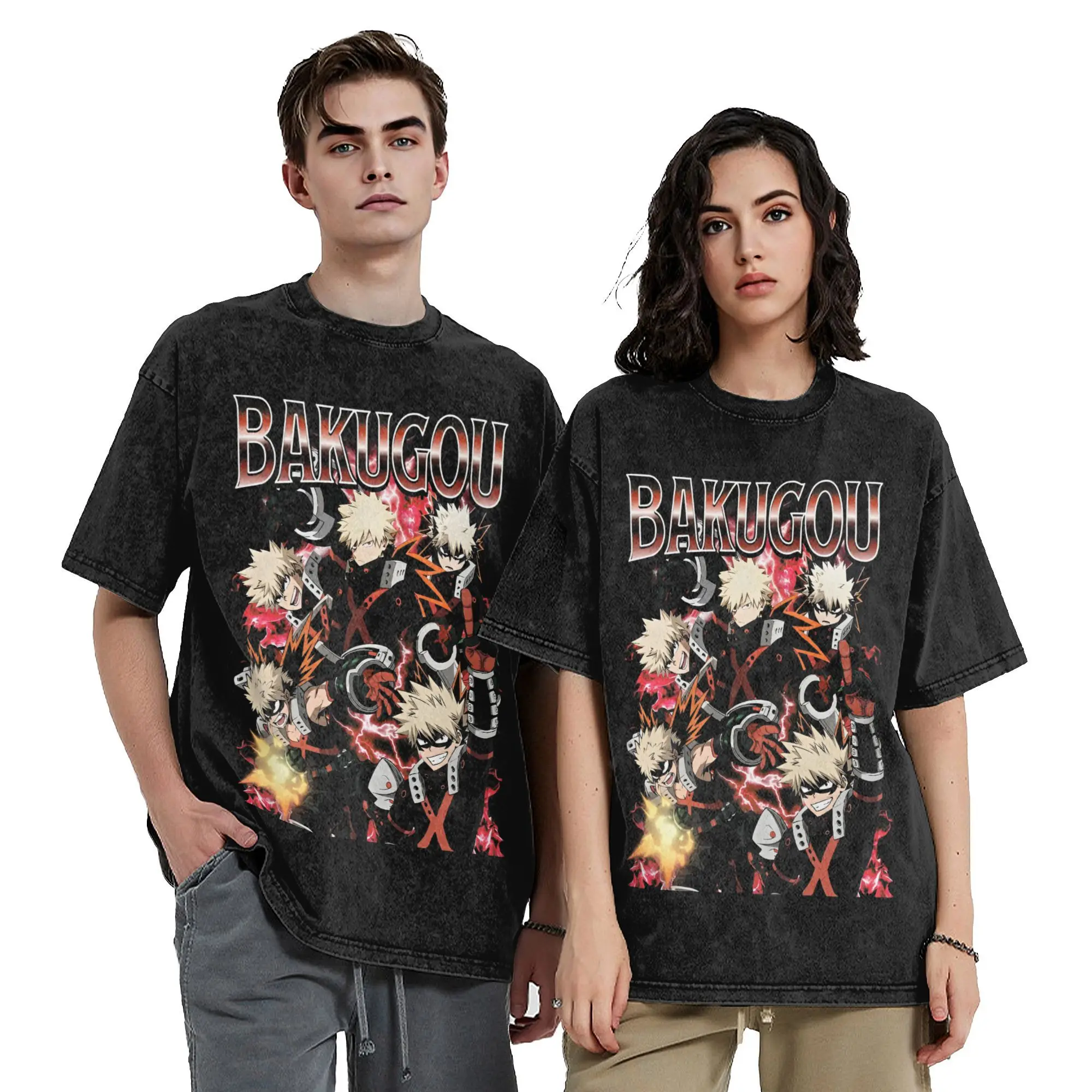 Katsuki Bakugo My Hero Academia Graphic T Shirt Streetwear Hip Hop Vintage T-Shirt MHA Anime Tee Shirt Men Women Cotton Harajuku