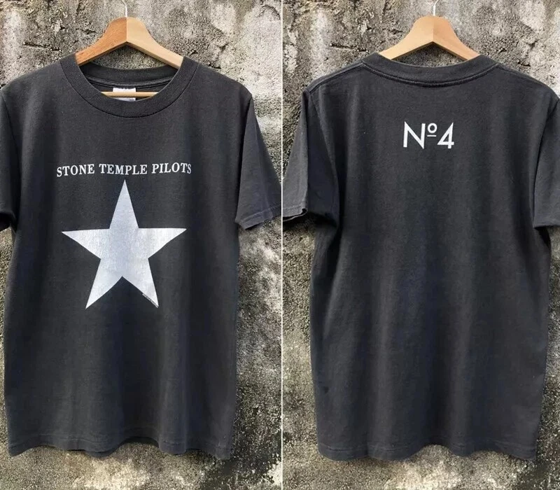 

2000 Stone Temple Pilots Band No4 2 Sided Black Unisex Tshirt American Band Singer T-shirt Men Street Short-sleeved Women Top