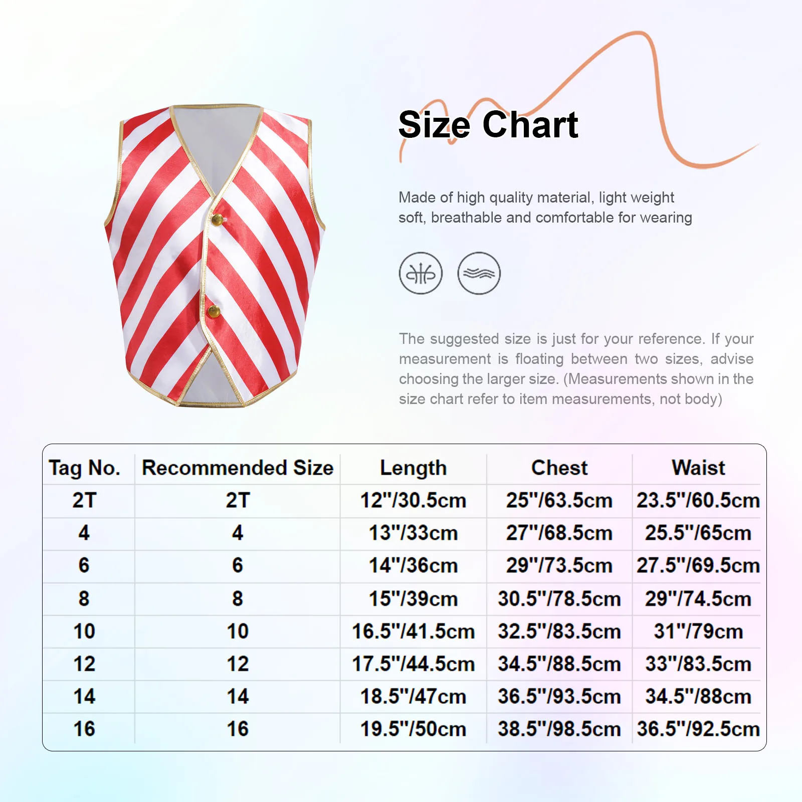 Kids Boys Christmas Candy Cane Costume Striped V Neck Vest Clown Waistcoat Sleeveless Outerwear for Holiday Party Festival Girls