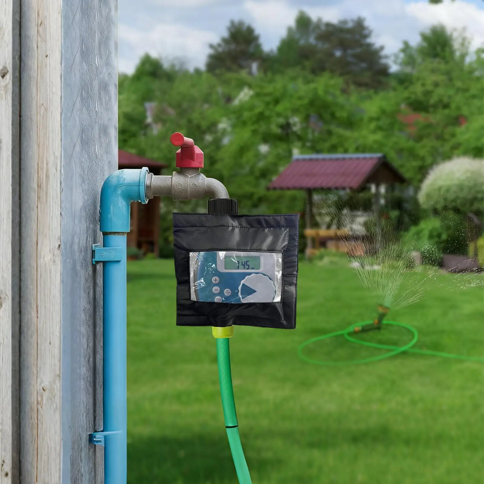 غطاء مؤقت سقي مقاوم للطقس كم درع شفاف نافذة أمامية غطاء مؤقت الرش للحديقة الخارجية والحديقة والفناء الخلفي