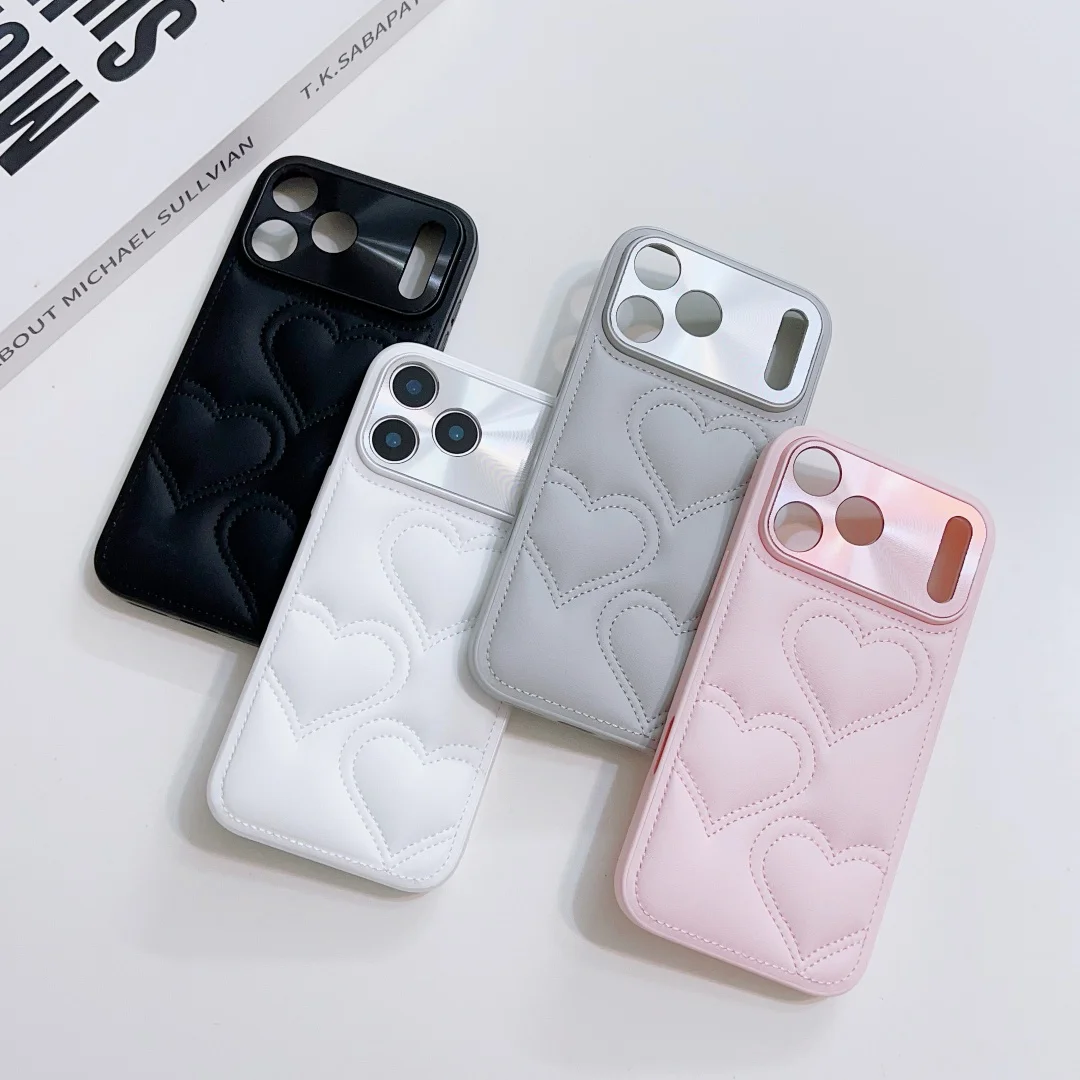 For iPhone 17 Air 17 Pro Max Case Protective Love Design Leather Skin Mobile Phone Back Cover